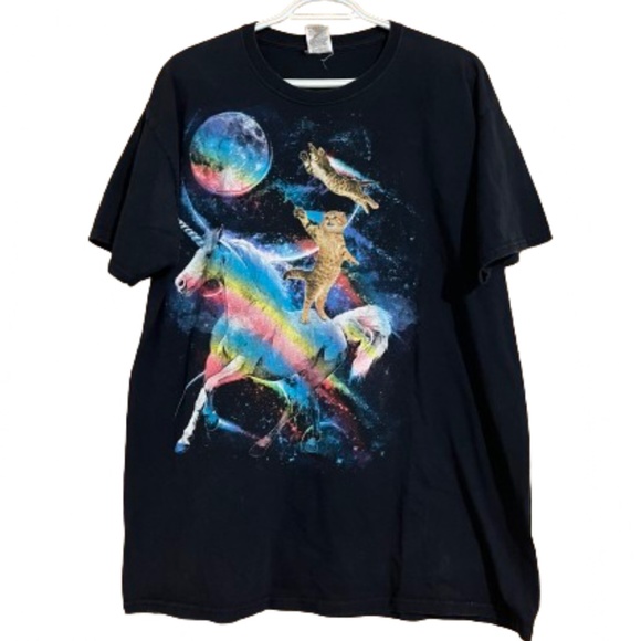Fruit of the Loom Other - ❌❌❌SOLD❌❌❌Fruit of the Loom Unisex Cats, Unicorn & Moon 3D Print Shirt Sz-L